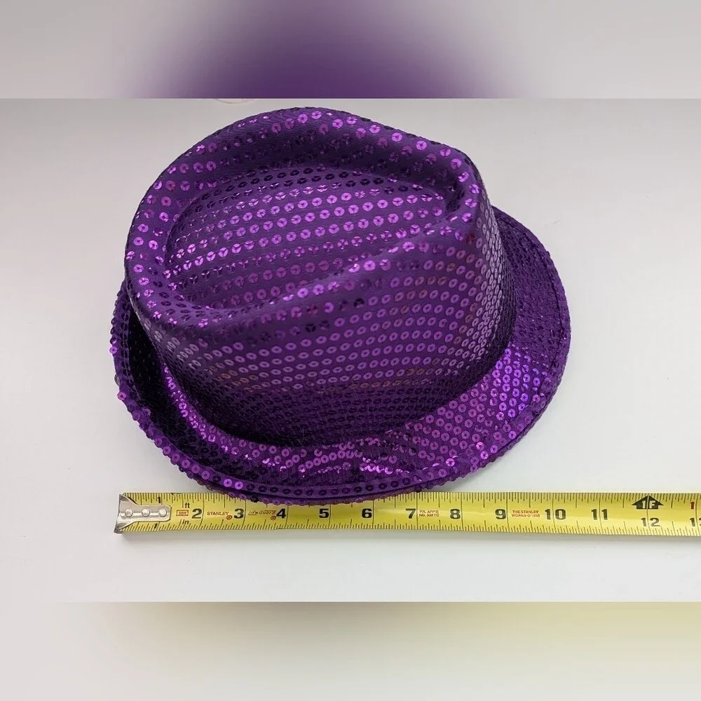NWT Solid Color Sequins Glitter Party Fedora Hats - Blue, Silver, & Purple